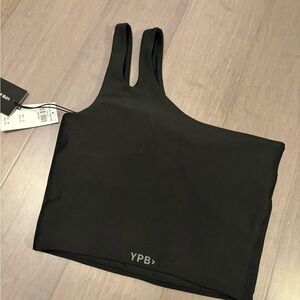 Black YPB one shoulder Tank Top